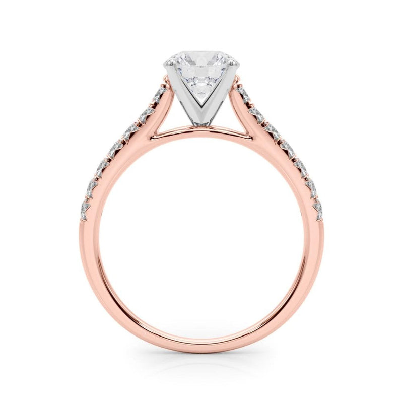 14K 1.33ct Lab Grown Diamond Round Cut Cathedral Engagement Ring