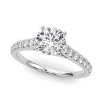 18K Solid Gold 1.33CT Round-Cut Natural Diamond Cathedral Engagement Ring - View 7 | Riyanika Jewels