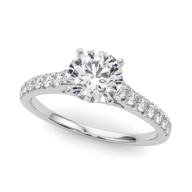 18K Solid Gold 1.33CT Round-Cut Natural Diamond Cathedral Engagement Ring - View 7 | Riyanika Jewels