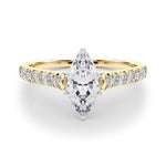 18K Solid Gold 1.33CT Marquise-Cut Natural Diamond Cathedral Engagement Ring - View 9