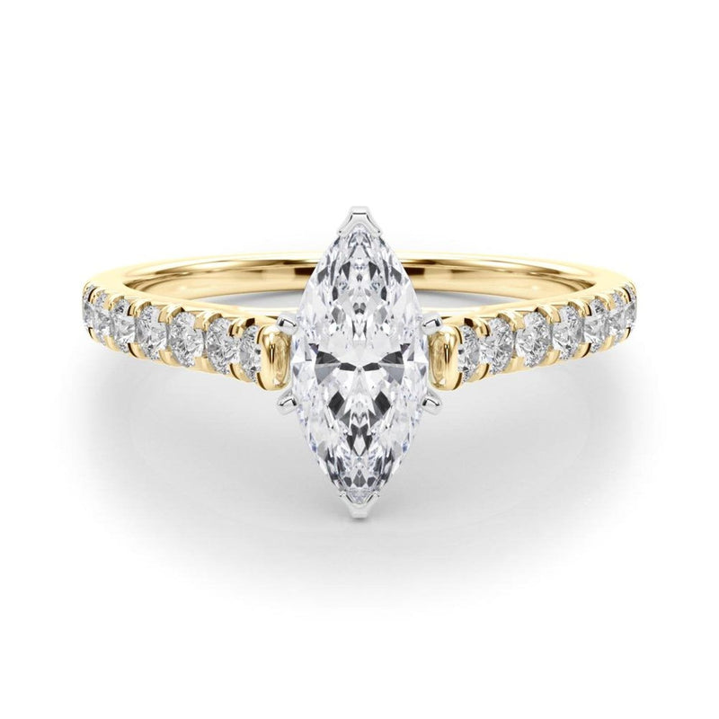 14K 1.5ct Natural Diamond Marquise Cut Solitaire Engagement Ring