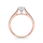 18K Solid Gold 1.33CT Marquise-Cut Natural Diamond Cathedral Engagement Ring - Close Up