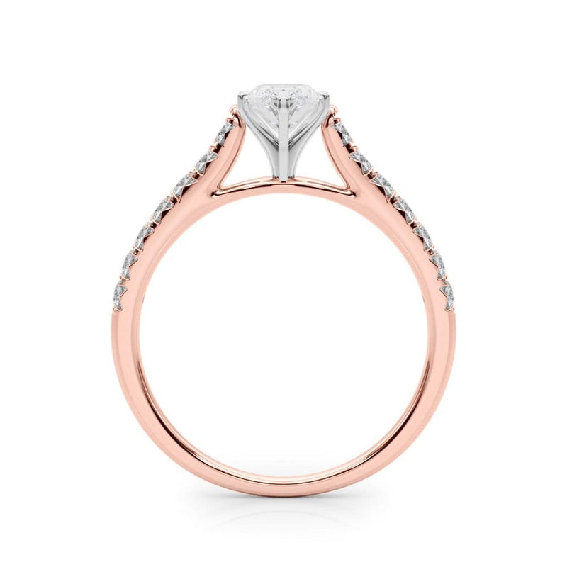 18K Solid Gold 1.33CT Marquise-Cut Natural Diamond Cathedral Engagement Ring - Close Up
