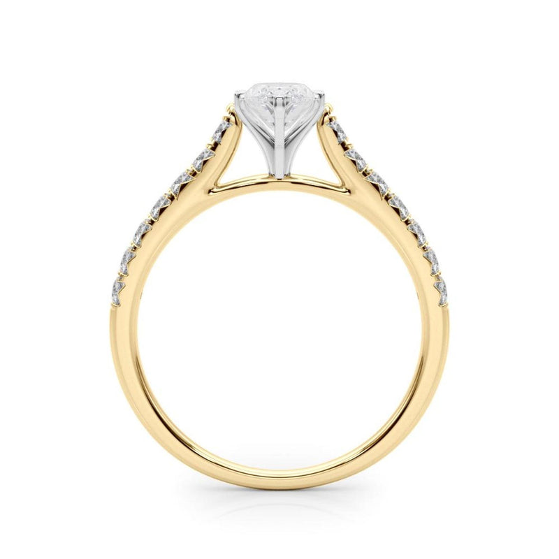 18K Solid Gold 1.33CT Marquise-Cut Natural Diamond Cathedral Engagement Ring - View 8