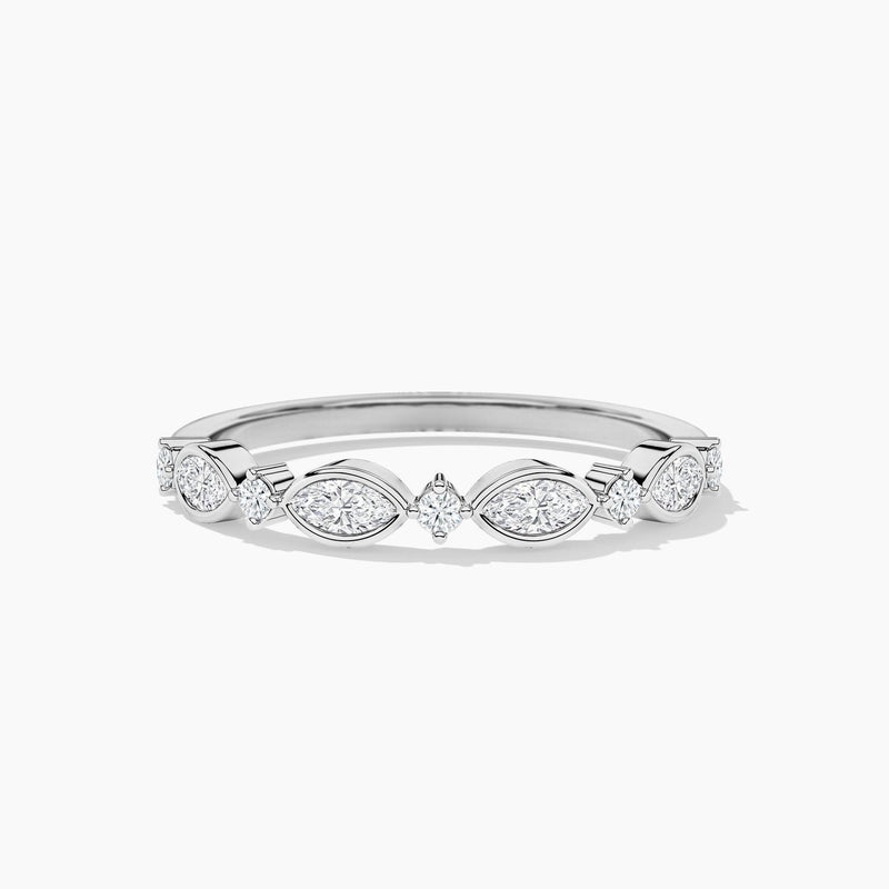 Lab Grown Diamond Round Cut Half Eternity Band in 18K Solid Gold | Riyanika