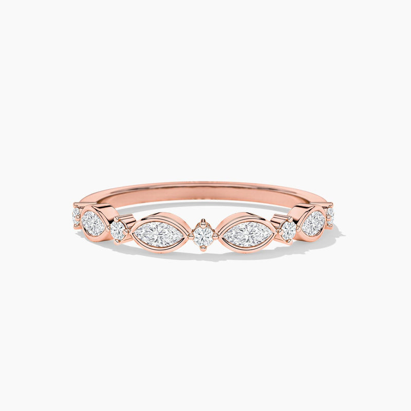 Lab Grown Diamond Round Cut Half Eternity Band in 18K Solid Gold | Riyanika