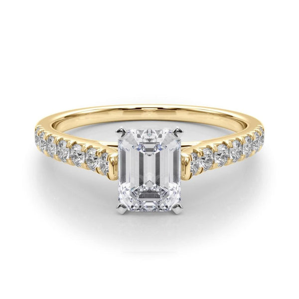 14K 1.5ct Natural Diamond Emerald Cut Solitaire Engagement Ring
