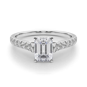 14K 1.5ct Natural Diamond Emerald Cut Solitaire Engagement Ring