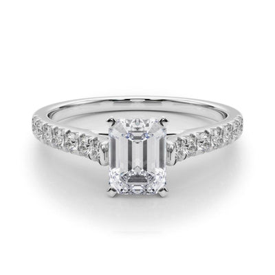 14K 1.5ct Natural Diamond Emerald Cut Solitaire Engagement Ring