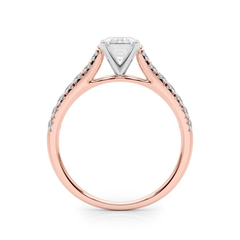 18K Solid Gold 1.33CT Emerald-Cut Lab Grown Diamond Cathedral Engagement Ring - Alternate Angle