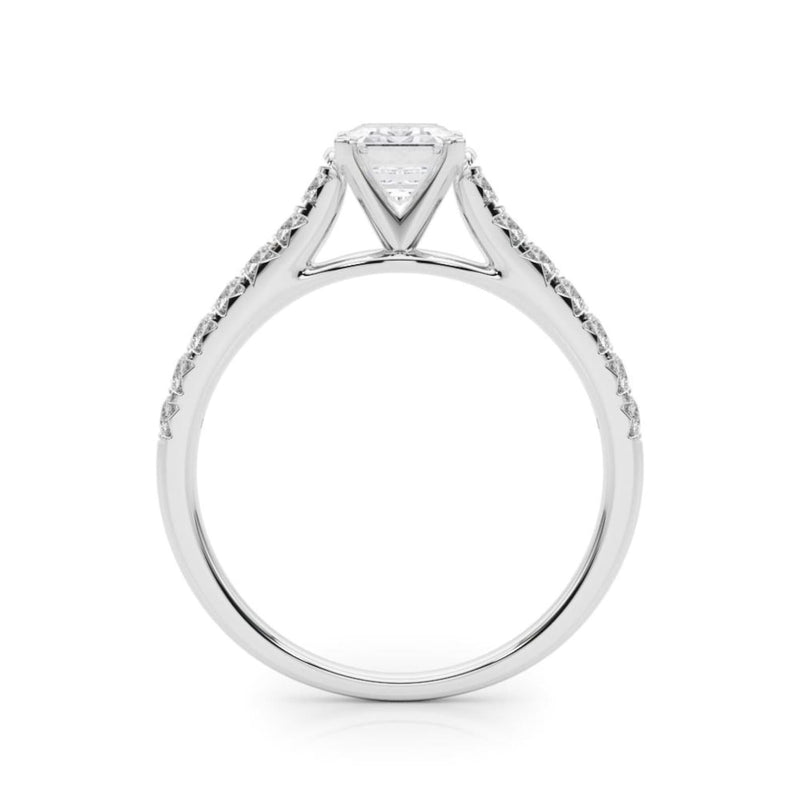 18K Solid Gold 1.33CT Emerald-Cut Natural Diamond Cathedral Engagement Ring - View 6