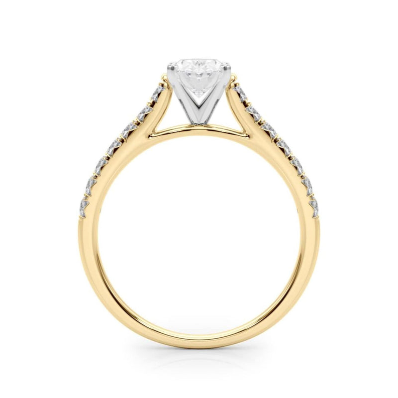 18K Solid Gold 1.33CT Oval-Cut Natural Diamond Cathedral Engagement Ring - View 6 | Riyanika Jewels