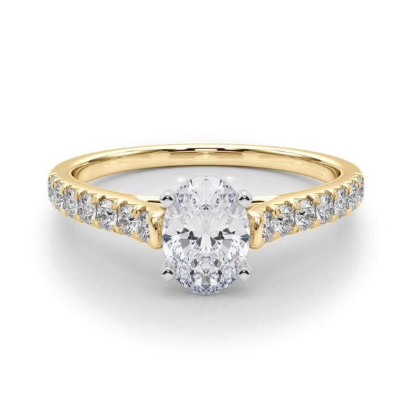 18K Solid Gold 1.33CT Oval-Cut Lab Grown Diamond Cathedral Engagement Ring - Side View | Riyanika Jewels