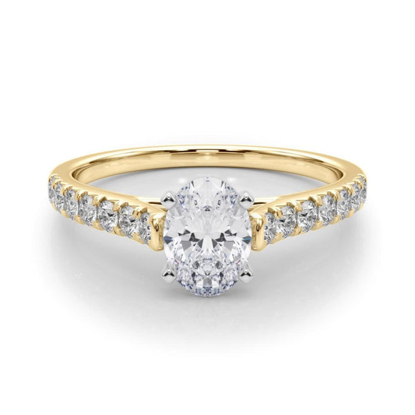 14K 1.5ct Natural Diamond Oval Cut Solitaire Engagement Ring