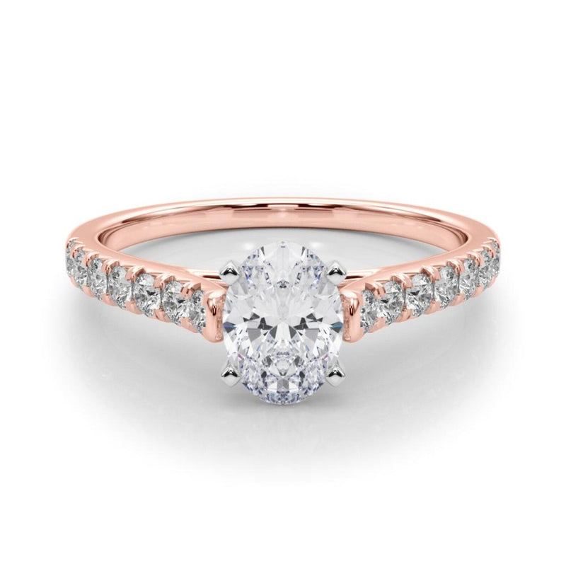 18K Solid Gold 1.33CT Oval-Cut Natural Diamond Cathedral Engagement Ring - Detail | Riyanika Jewels