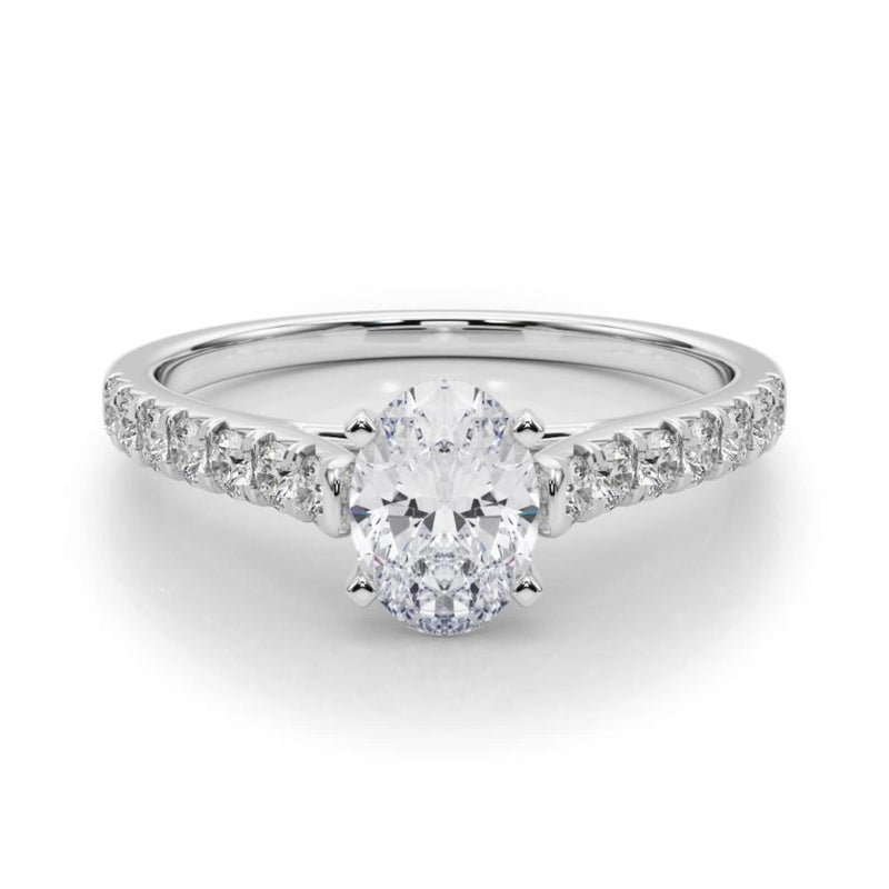 18K Solid Gold 1.33CT Natural Diamond Cathedral Engagement Ring