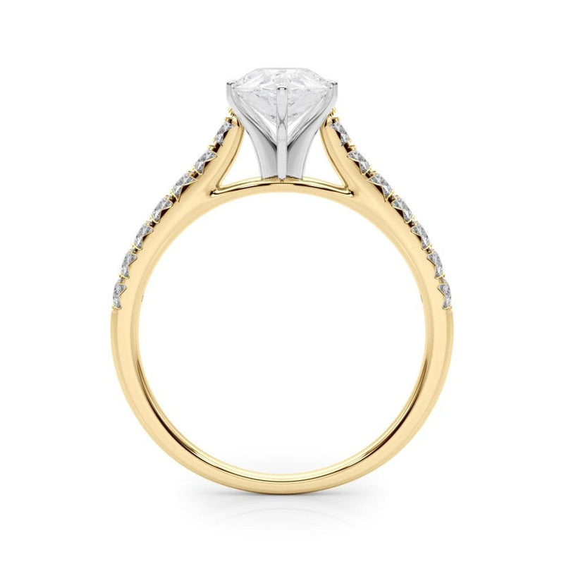 14K 1.5ct Natural Diamond Pear Cut Solitaire Engagement Ring