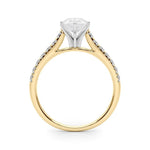 14K 1.33ct Lab Grown Diamond Pear Cut Cathedral Engagement Ring