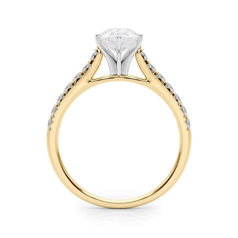 18K Solid Gold 1.33 CT Pear-Cut Natural Diamond Cathedral Engagement Ring - View 8 | Riyanika Jewels