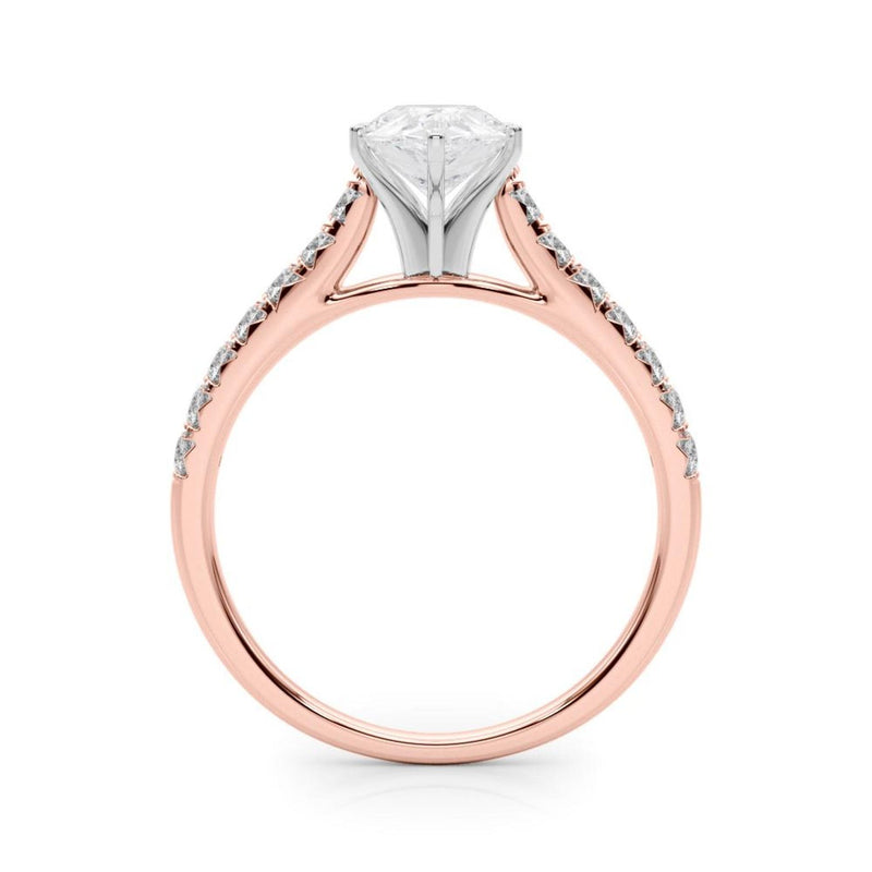 18K Solid Gold 1.33 CT Pear-Cut Lab Grown Diamond Cathedral Engagement Ring - View 7
