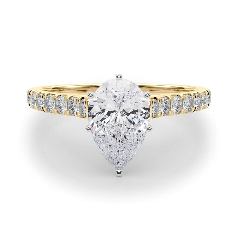 14K 1.5ct Natural Diamond Pear Cut Solitaire Engagement Ring