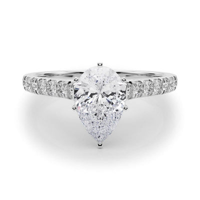 18K Solid Gold 1.33 CT Natural Diamond Cathedral Engagement Ring
