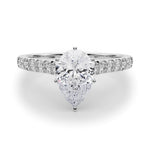 14K 1.33ct Lab Grown Diamond Pear Cut Cathedral Engagement Ring