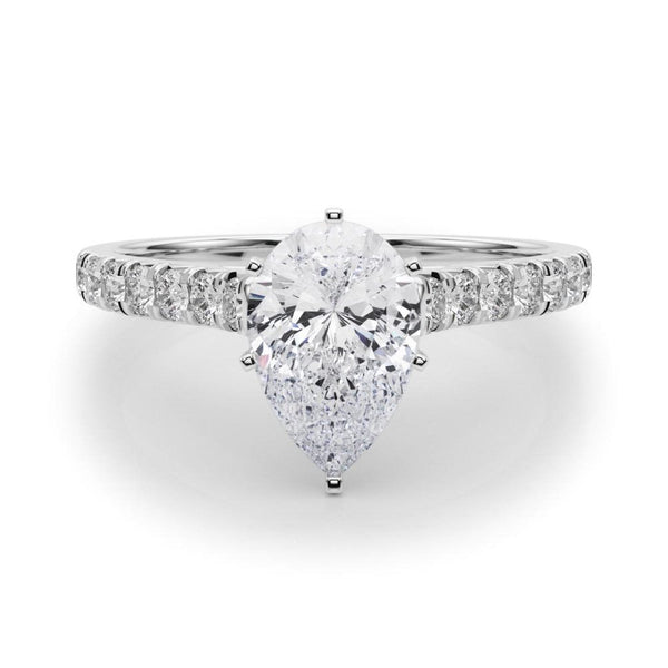 14K 1.33ct Lab Grown Diamond Pear Cut Cathedral Engagement Ring