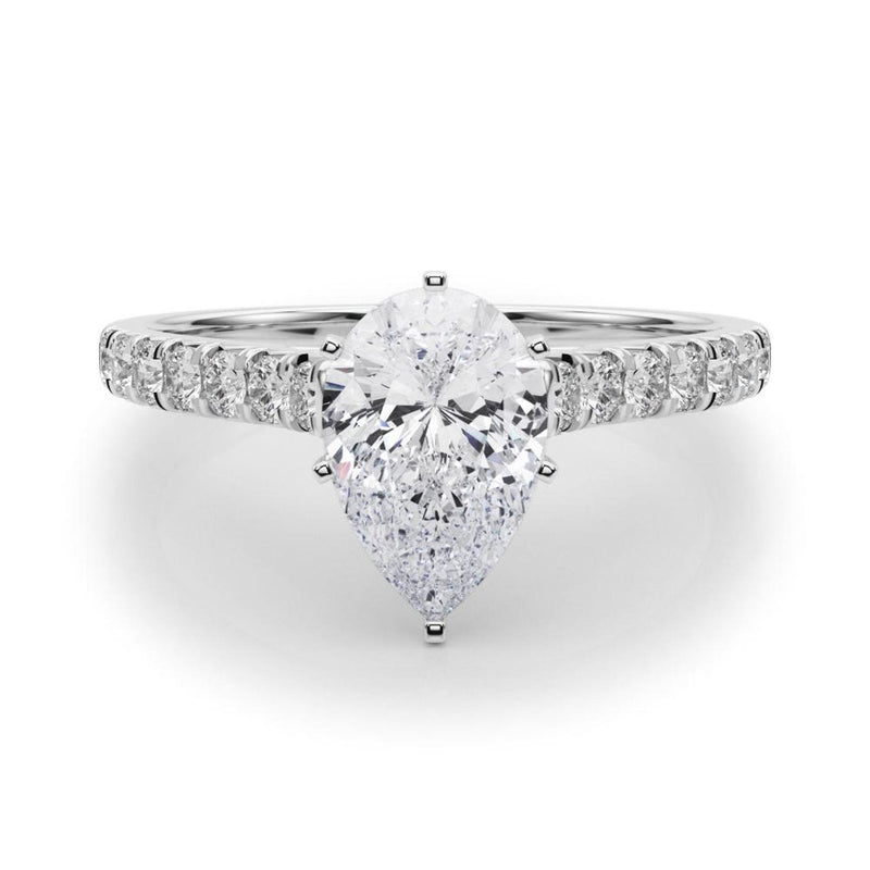 18K Solid Gold 1.33 CT Natural Diamond Cathedral Engagement Ring