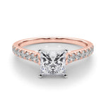 18K Solid Gold 1.33 CT Princess-Cut Natural Diamond Cathedral Engagement Ring - View 6