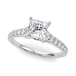 18K Solid Gold 1.33 CT Princess-Cut Natural Diamond Cathedral Engagement Ring - View 7