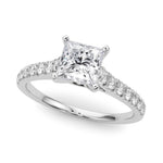 14K 1.5ct Natural Diamond Round Cut Side Stone Engagement Ring