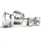 14K Natural Diamond Round Cut Bezel Stud Earrings