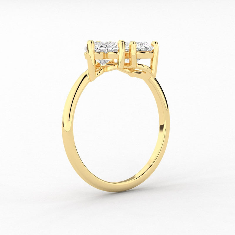 14K Natural Diamond Oval Cut Toi et Moi Ring