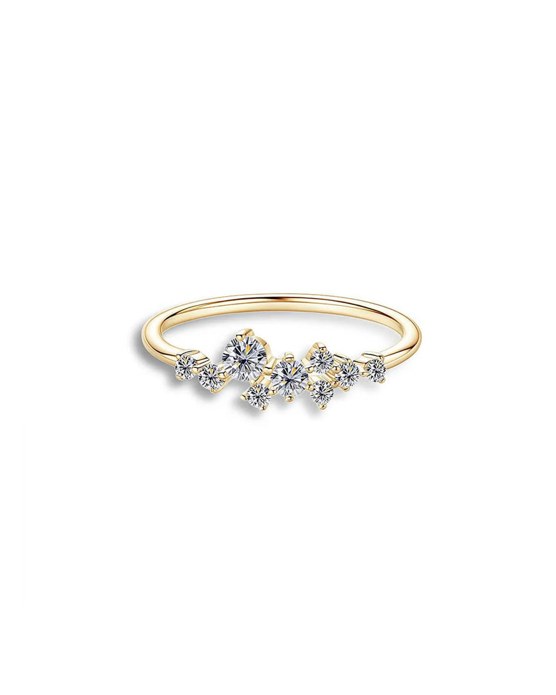 14K Natural Diamond Cluster Wedding Band