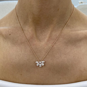 14K Lab Grown Diamond Round Cut Cluster Pendant Necklace
