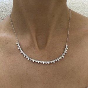 18K Solid Gold Lab Grown Diamond 3.24 Carat Baguette & Round Necklace | Riyanika Jewels