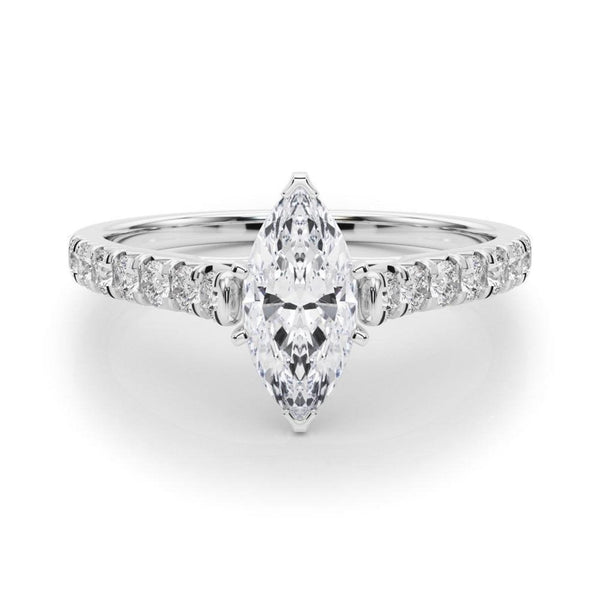 14K 1.33ct Lab Grown Diamond Marquise Cut Cathedral Engagement Ring