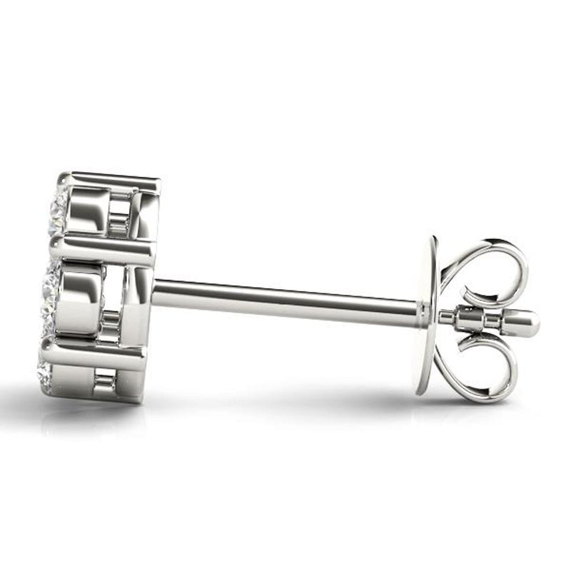 18K Solid Gold 0.50 Ct Natural Diamond Round Cluster Stud Earrings - Detail | Riyanika Jewels