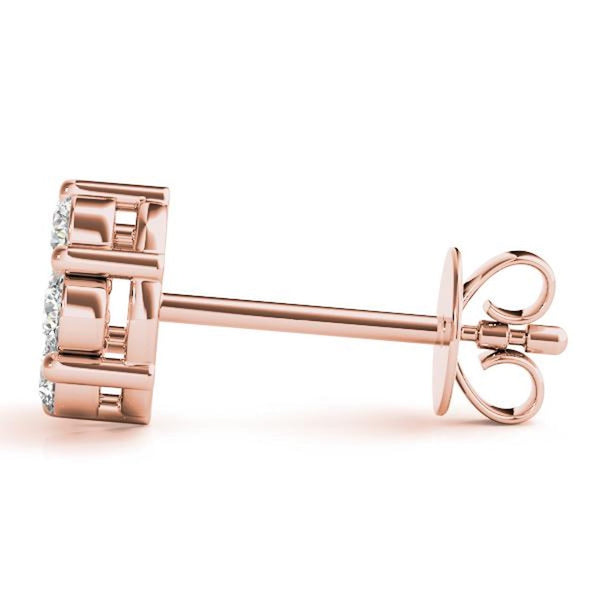 14K 0.5ct Natural Diamond Round Cut Cluster Stud Earrings