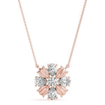 18K Solid Gold Floral Bloom Natural Diamond Cluster Pendant Necklace - Detail | Riyanika Jewels