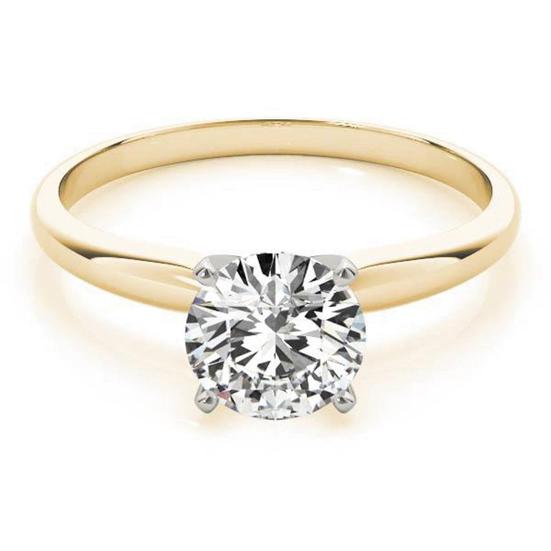 14K 1ct Natural Diamond Round Cut Solitaire Engagement Ring