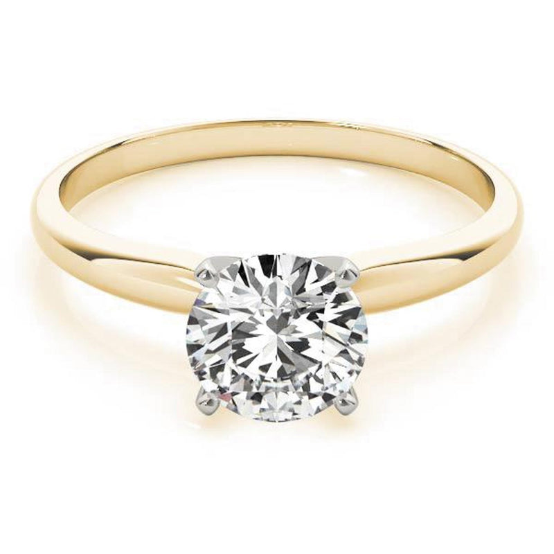 18K Solid Gold 1 CT Round Cut Natural Diamond Solitaire Engagement Ring - Alternate Angle