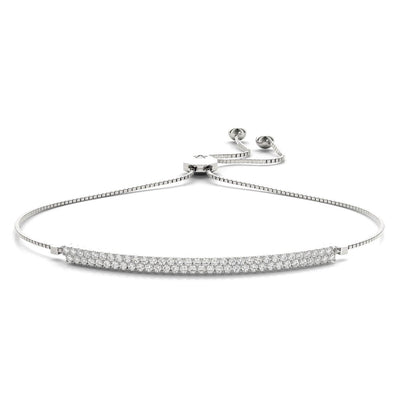 18K Solid Gold 0.50 Ct Natural Diamond Adjustable Two-Row Bar Bracelet