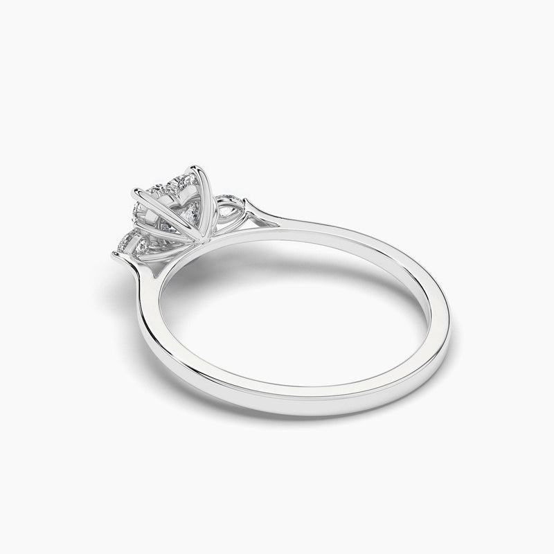14K 1ct Natural Diamond Heart Cut Three Stone Engagement Ring
