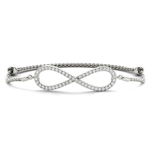 18K Solid Gold 0.50 Ct Natural Diamond Infinity Bracelet - Side View | Riyanika Jewels