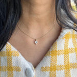 14K Natural Diamond Solitaire Pendant Necklace