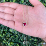 14K Ruby Halo Pendant Necklace
