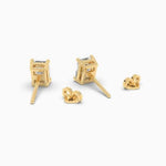 18k Solid Gold Natural Diamond Radiant Cut Stud Earrings - Detail | Riyanika Jewels