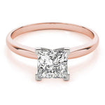 18K Solid Gold 1 CT Princess Cut Natural Diamond Solitaire Engagement Ring - Detail